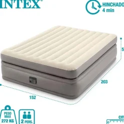 Cama hinchable Dura-Beam Plus Intex 2 usuarios con hinchador crema 51x152x203 cm