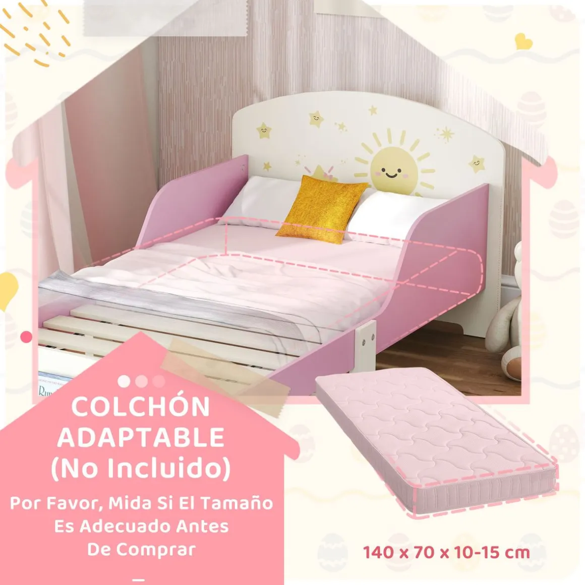 Cama infantil Play Aiyaplay anticaídas + estante 60x150 cm