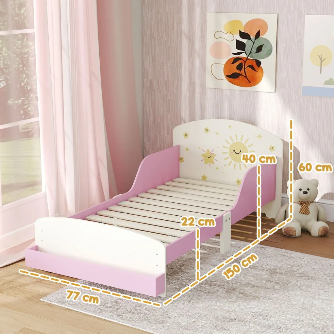 Cama infantil Play Aiyaplay anticaídas + estante 60x150 cm