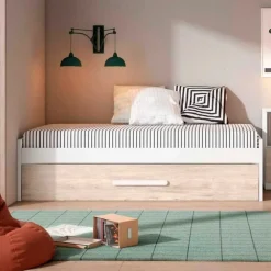 Cama nido Estelle con tirador blanco mate/sahara 51x202x99,5 cm