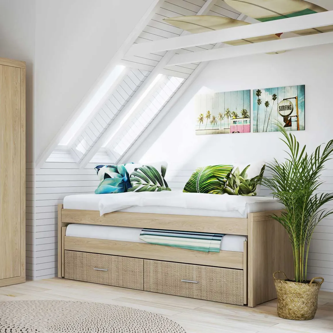 Cama nido Lara 2 camas 2 cajones 72x200,5x98 cm