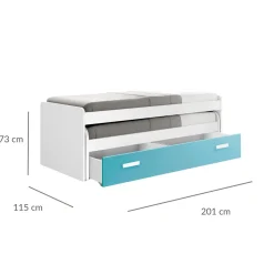 Cama nido Manuela con 2 cajones 73x201x115 cm