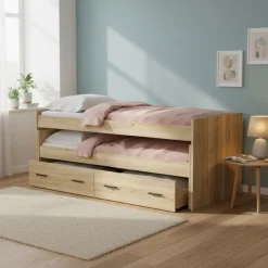 Cama nido New Aura con 2 cajones 72x202,6x98 cm