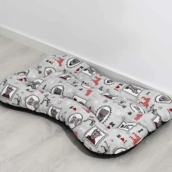 Cama para mascotas Camacan forma hueso acolchada estampado