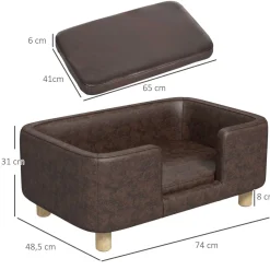 Cama para mascotas Chester Pawhut marrón 31x74x48,5 cm