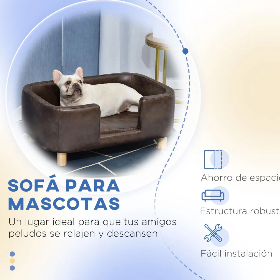 Cama para mascotas Chester Pawhut marrón 31x74x48,5 cm