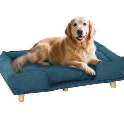 Cama para perros Lucky cojín extraíble azul 24x80x66 cm