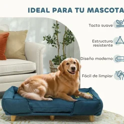 Cama para perros Lucky cojín extraíble azul 24x80x66 cm
