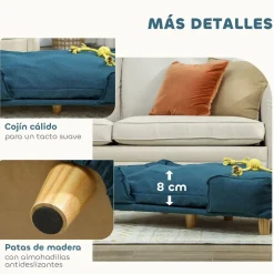 Cama para perros Lucky cojín extraíble azul 24x80x66 cm