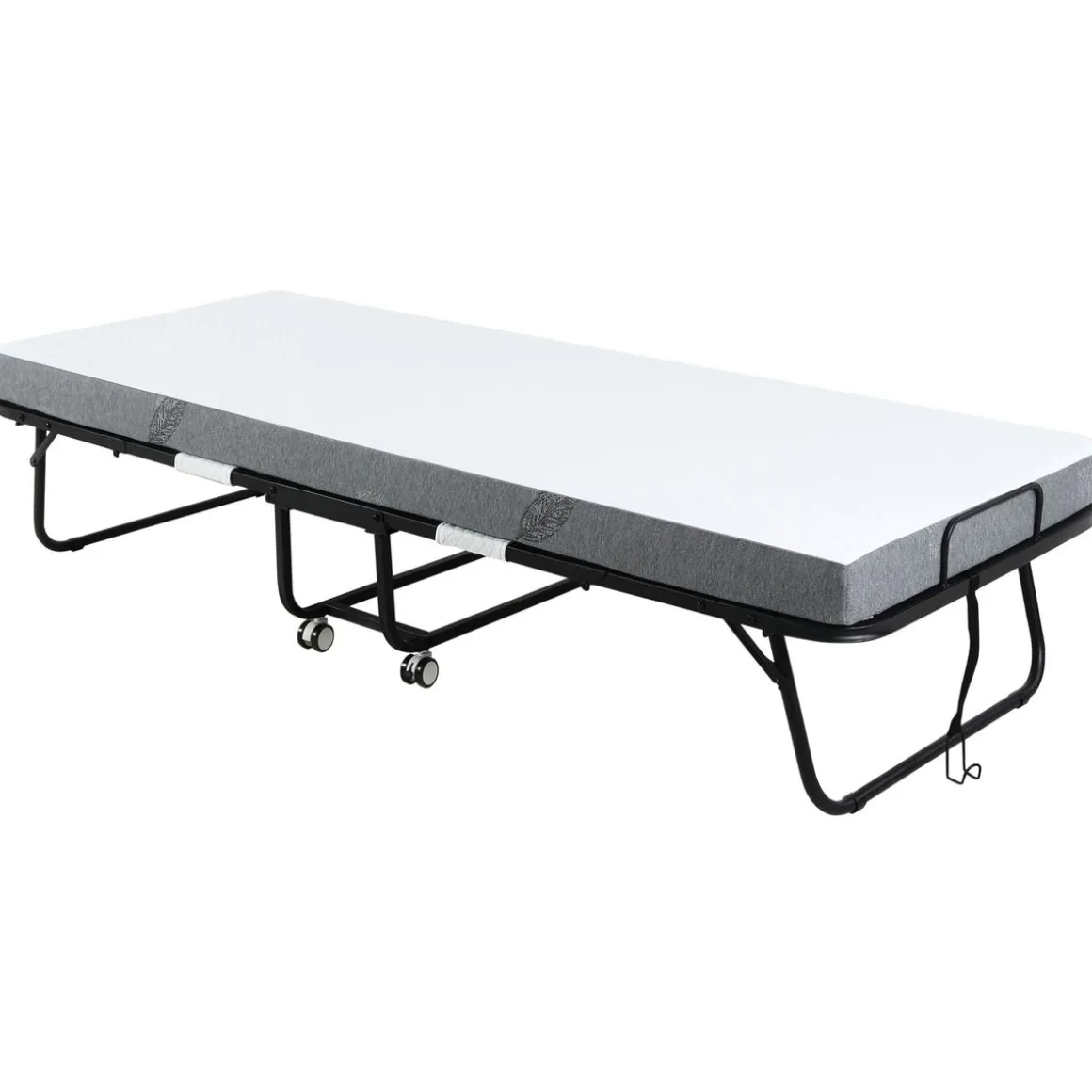Cama plegable Rilo Homcom portátil con colchón blanco 42,5x200x80 cm
