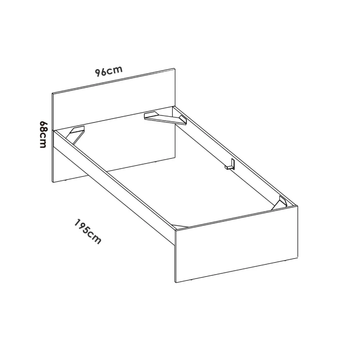 Cama Top con cabecero 68x96x194,8 cm