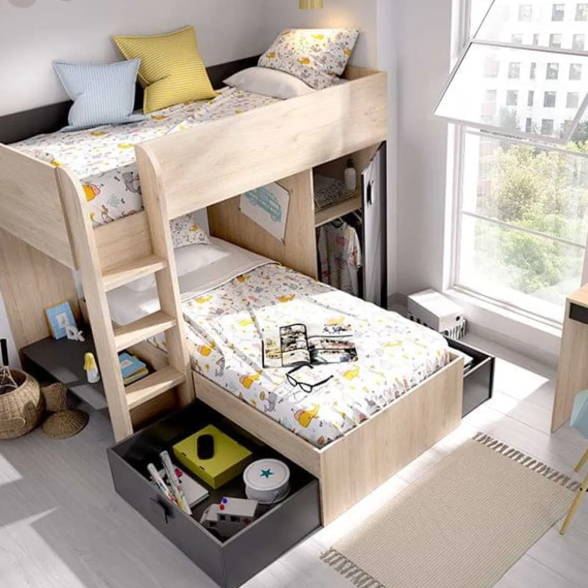 Cama tren Move con 2 camas y 2 opciones de montaje 150x255x112 cm