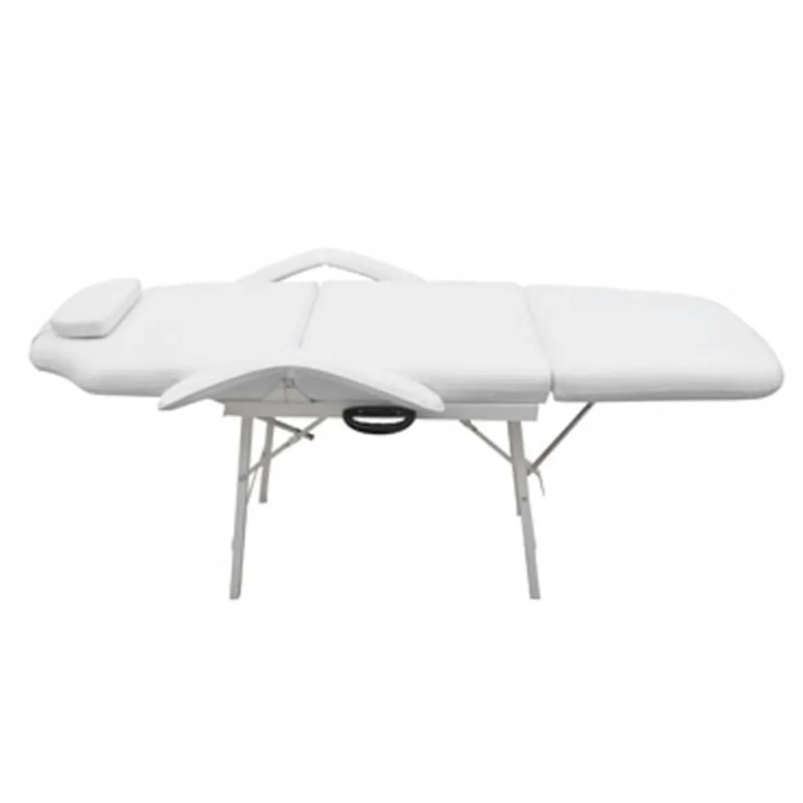 Camilla de esteticista con bolsa de transporte cuero sintético blanco 76x78x185 cm