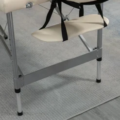 Camilla de masaje Homcom plegable con altura ajustable beige 62-83x186x71 cm
