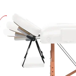 Camilla de masaje plegable 2 zonas reclinable blanco/natural 65/87x66x218 cm