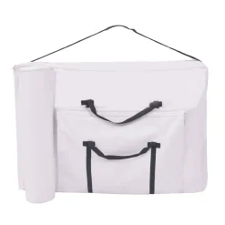 Camilla de masaje plegable 2 zonas reclinable blanco/natural 65/87x66x218 cm