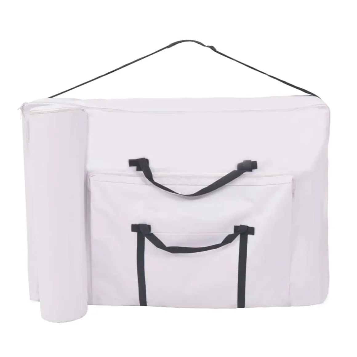 Camilla de masaje plegable 2 zonas reclinable blanco/natural 65/87x66x218 cm