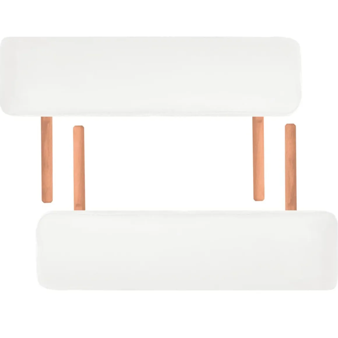 Camilla de masaje plegable 2 zonas reclinable blanco/natural 65/87x66x218 cm