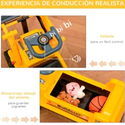 Camión correpasillos Homcom con pala excavadora +2A amarillo 37x26x70 cm