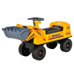 Camión correpasillos Homcom con pala excavadora +2A amarillo 37x26x70 cm