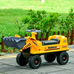 Camión correpasillos Homcom con pala excavadora +2A amarillo 37x26x70 cm
