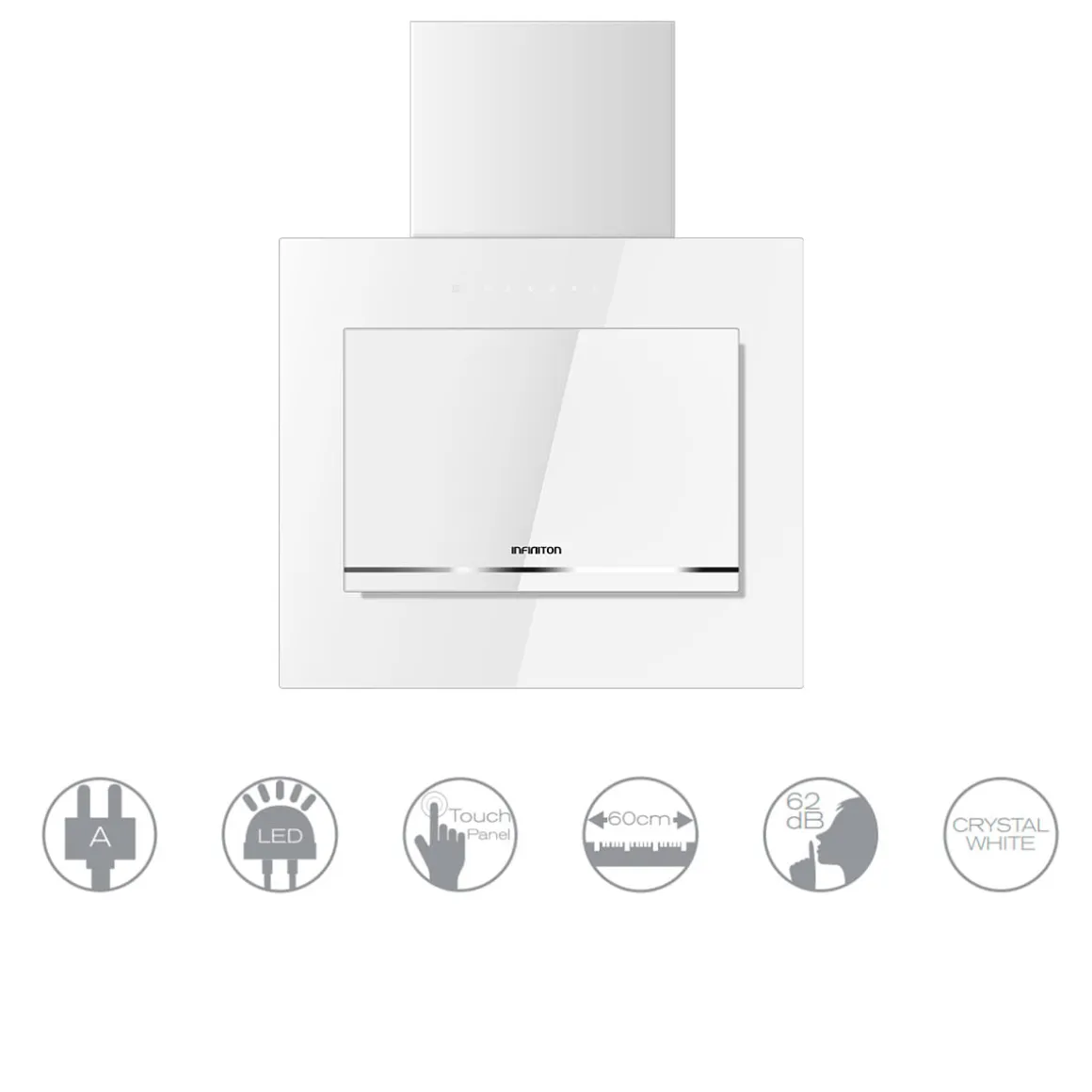 Campana decorativa Infiniton CMPTRAL-BLC63 250W 800m3/h A cristal blanco