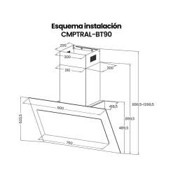 Campana extracción Infiniton CMPRTAL-BT90 250W 800m³/h A negro 90 cm