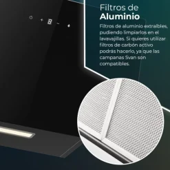 Campana extractora inclinada Svan SCPD901AN 370 m3/h A negro 108 cm