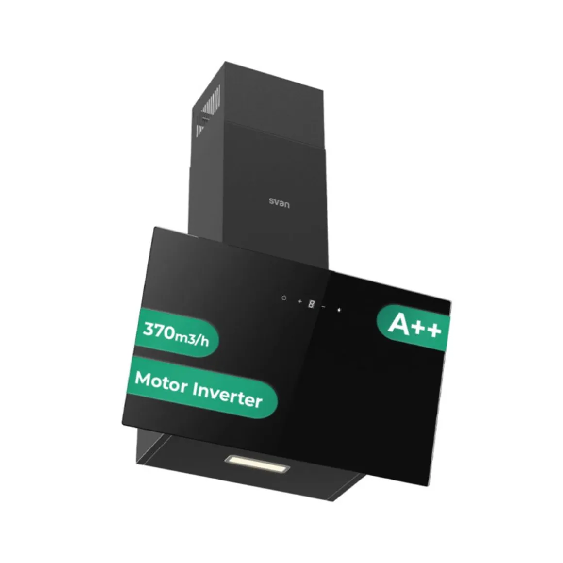 Campana extractora inclinada Svan SCPD901AN 370 m3/h A negro 108 cm