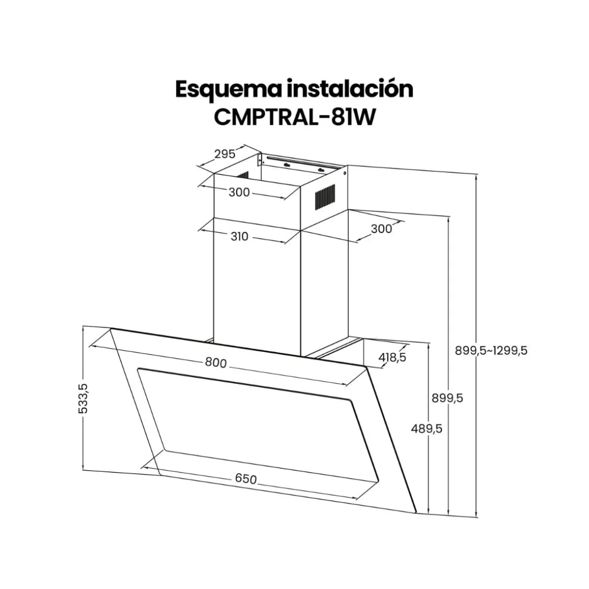 Campana extractora Infiniton CMPTRAL-81W 253W 800m³/h A blanco 80 cm