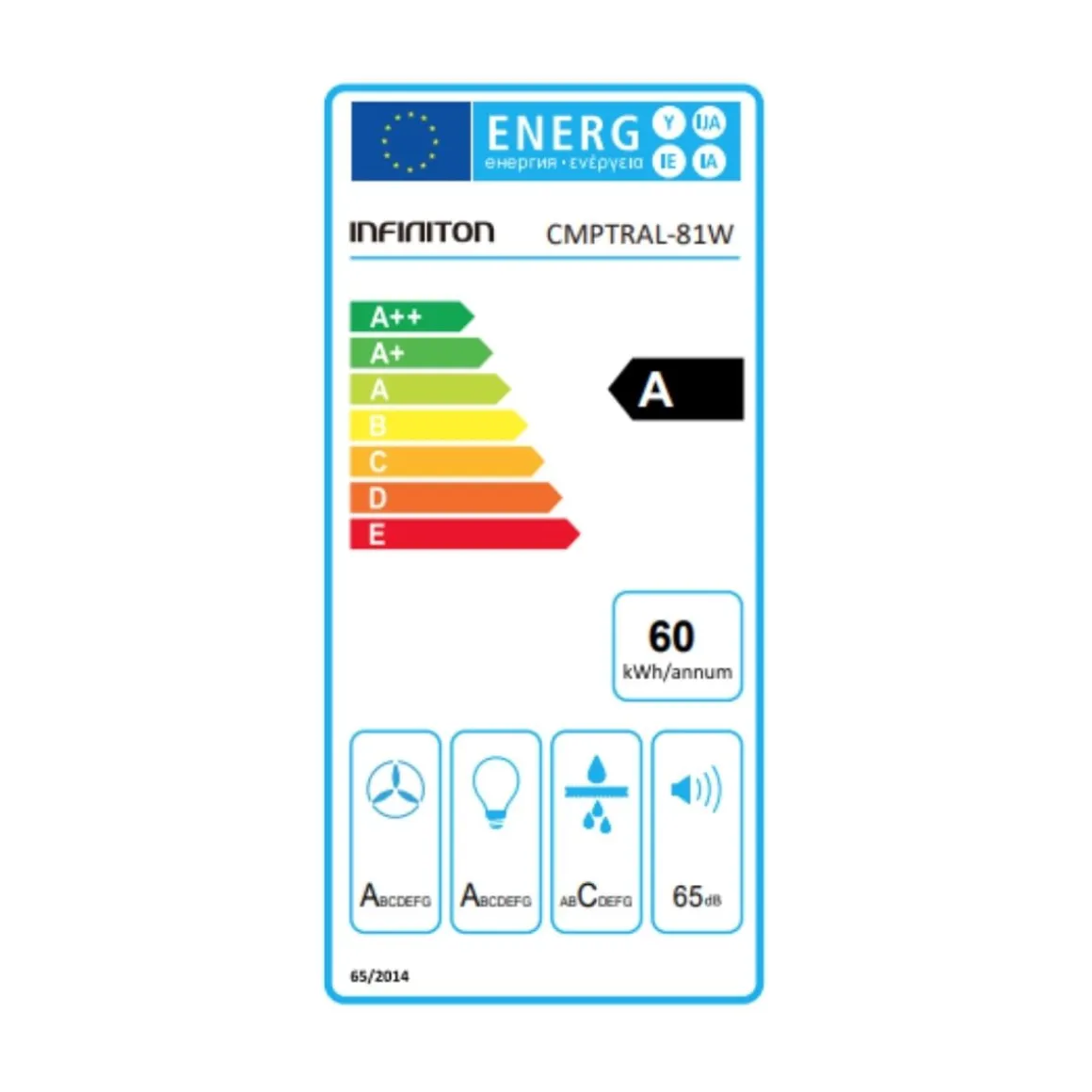 Campana extractora Infiniton CMPTRAL-81W 253W 800m³/h A blanco 80 cm