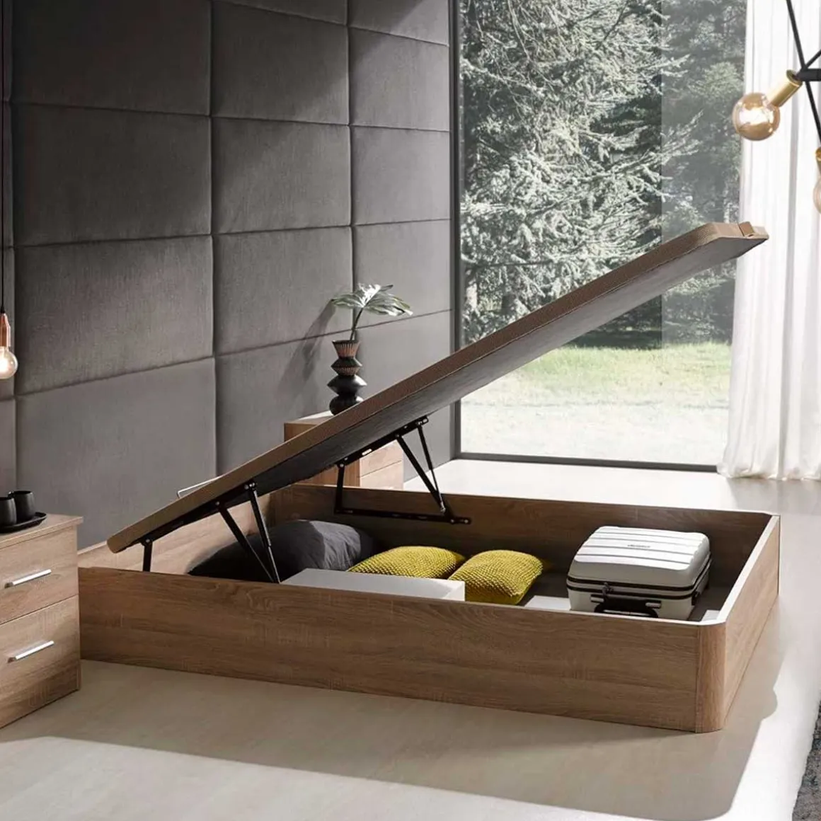 Canapé Delia XL elevable tapizado 3D 22 mm 39 cm - Montaje incluido