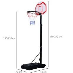 Canasta aro baloncesto ajustable 150-210 cm con soporte