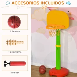 Canasta baloncesto infantil Homcom altura ajustable +3A multicolor 120-160x52,5x44 cm