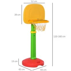 Canasta baloncesto infantil Homcom altura ajustable +3A multicolor 120-160x52,5x44 cm
