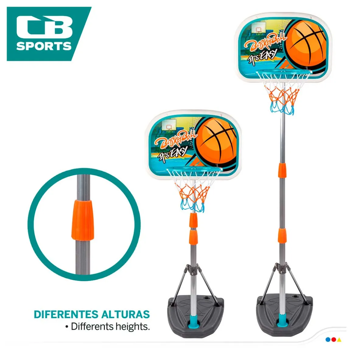 Canasta de baloncesto CB Sports + balón multicolor +3A 165 cm