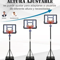 Canasta de baloncesto Homcom con soporte negro 302-352 x 86 x 90 cm
