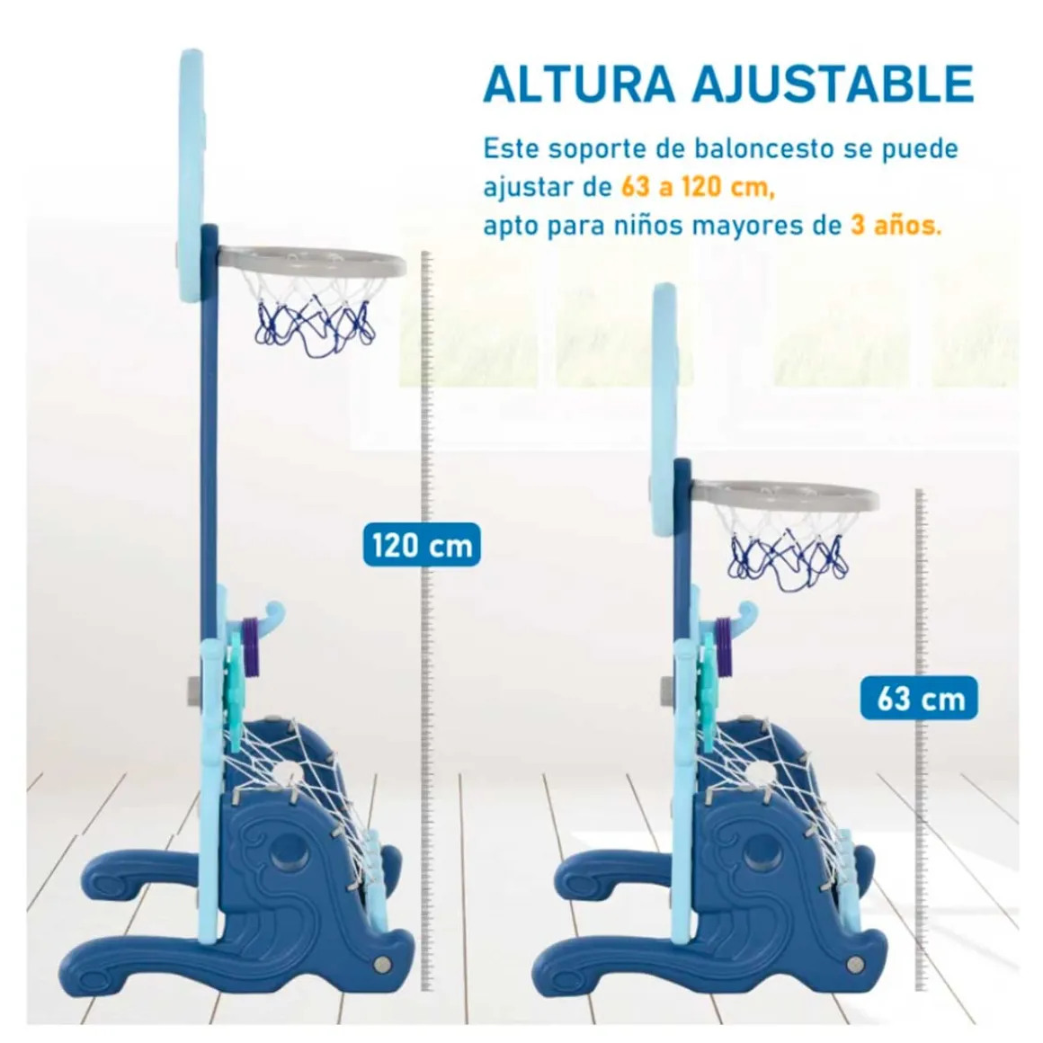 Canasta de baloncesto Homcom 4 en 1 regulable +3A azul 154x58x56 cm