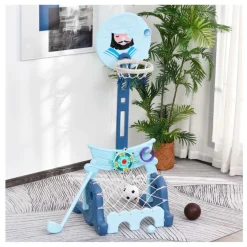 Canasta de baloncesto Homcom 4 en 1 regulable +3A azul 154x58x56 cm