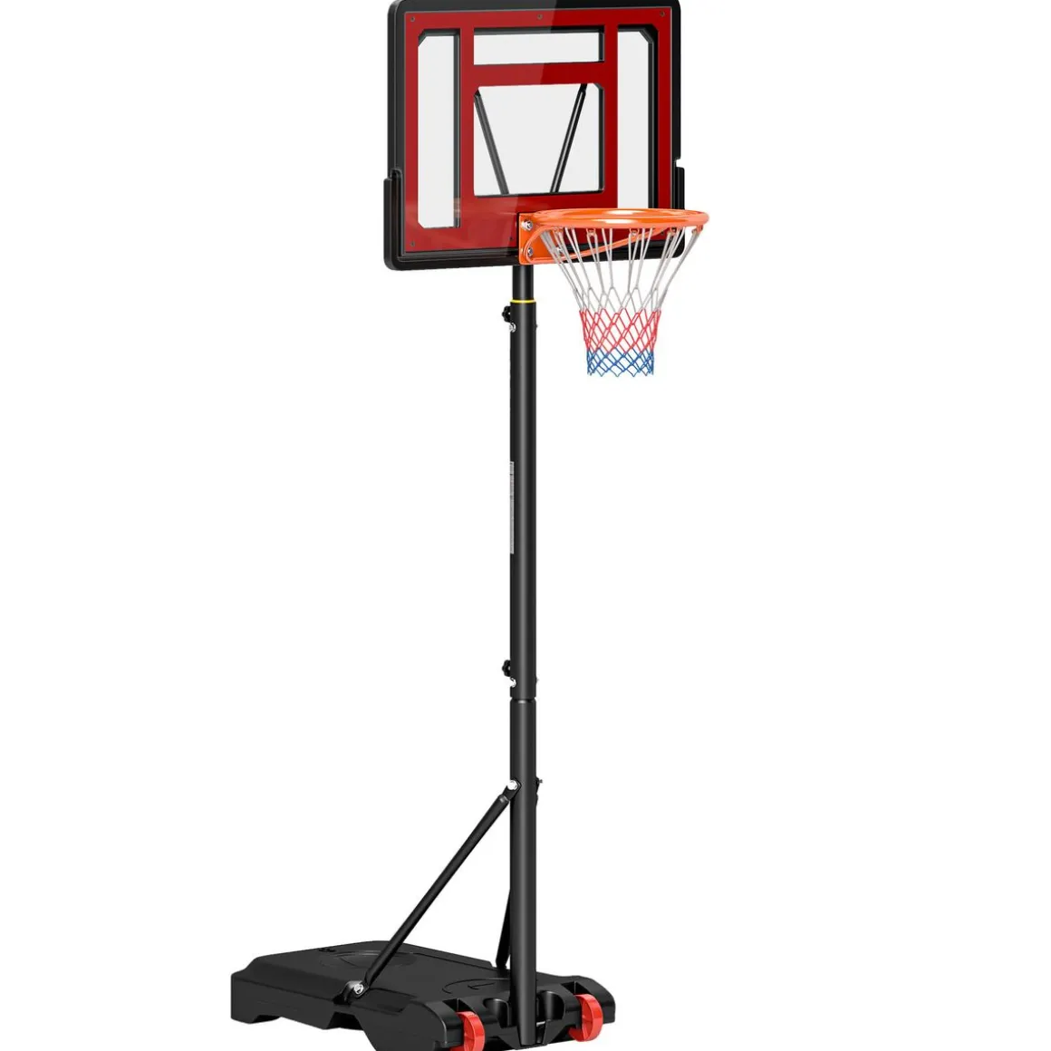 Canasta de baloncesto Jordan Homcom altura ajustable + base rellenable + ruedas rojo/negro 205-261x83x75 cm