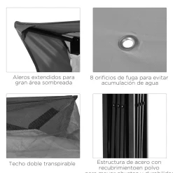 Carpa Baguo Outsunny plegable 4 mosquiteras 270x325x325 cm