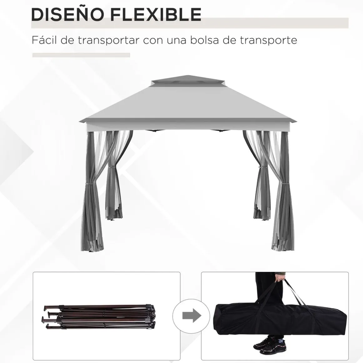 Carpa Baguo Outsunny plegable 4 mosquiteras 270x325x325 cm