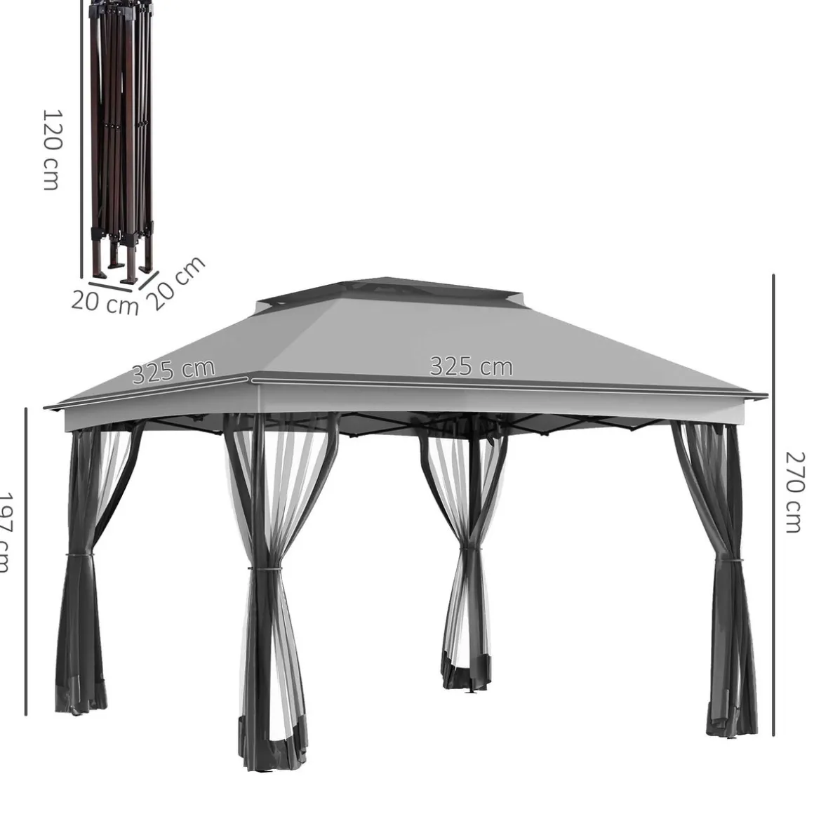 Carpa Baguo Outsunny plegable 4 mosquiteras 270x325x325 cm