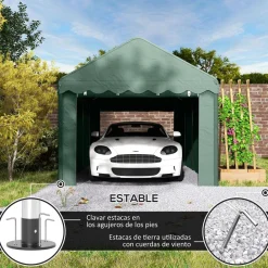Carpa Burgos Outsunny puertas desmontables verde 280x594x300 cm