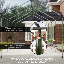 Carpa Burgos Outsunny puertas desmontables verde 280x594x300 cm