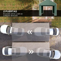 Carpa Burgos Outsunny puertas desmontables verde 280x594x300 cm