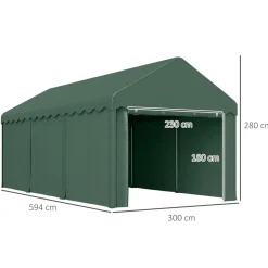 Carpa Burgos Outsunny puertas desmontables verde 280x594x300 cm