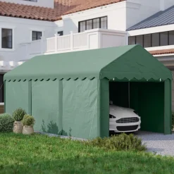 Carpa Burgos Outsunny puertas desmontables verde 280x594x300 cm