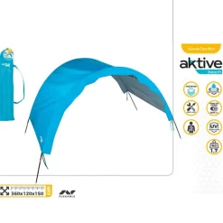 Carpa de camping Aktive 2 personas protección UV + bolsillo azul 360x120 cm