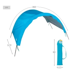 Carpa de camping Aktive 2 personas protección UV + bolsillo azul 360x120 cm